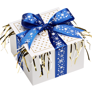 Blue Snowflake Cookie Gift Box with Ribbon